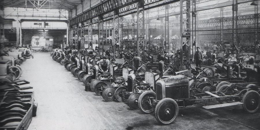 Old car assembly line